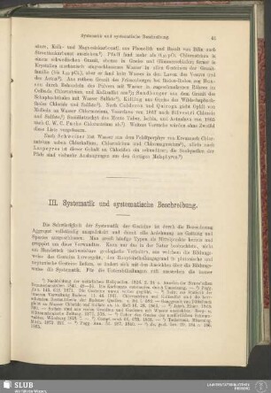 III. Systematik und systematische Beschreibung