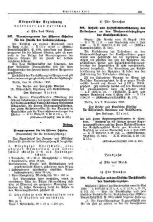 Raumprogramm der höheren Schulen für die Zwecke der Leibeserziehung : [Körperliche Erziehung] ; [Für das Reich] ; [Amtliche Erlasse] ; [Amtlicher Teil]
