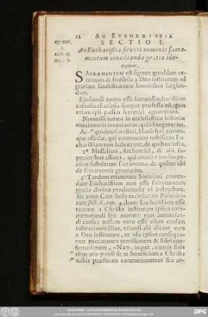 Sectio I. An Eucharistia sit veri nominis sacramentum conciliandae gratiae idoneum.