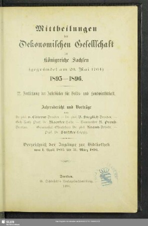 22.1895/96: Mitteilungen der Ökonomischen Gesellschaft im Königreiche Sachsen