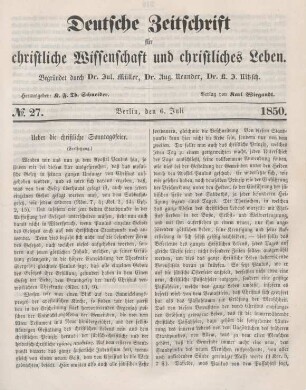 209-213 Ueber die christliche Sonntagsfeier