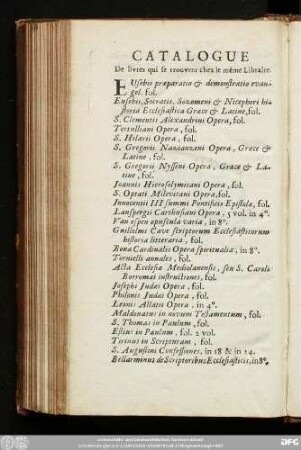 Catalogue De livres qi se trouvent chez le même Libraire.