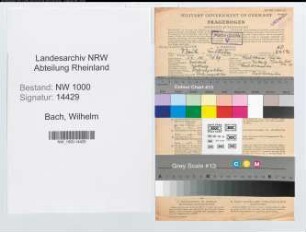 Entnazifizierung Wilhelm Bach, geb. 14.10.1889 (Postinspektor)