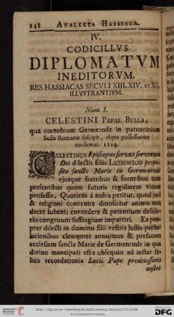 IV. Condicillus diplomatum ineditorum. Res hassiacas seculi XIII. XIV. et XV. illustrantium