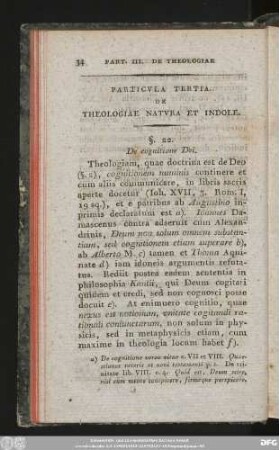Particula Tertia. De Theologiae Natura Et Indole.