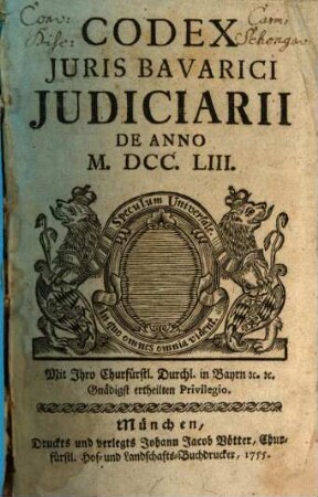 Codex Juris Bavarici Judiciarii De Anno M.DCC.LIII.