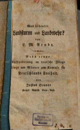 Was bedeutet Landsturm und Landwehr? : In Beziehung auf Länder zwischen der Elbe und dem Rhein