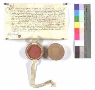 Propst Johann Christoph von Ellwangen verleiht Clauß Braunen von Röhlingen ein Halbteil von einem Stück Holz im Pfahlheimer (Pfalhein) Feld.