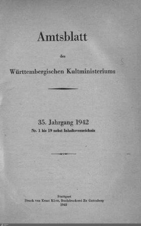 35.1942: Kultministerium, Amtsblatt 1942