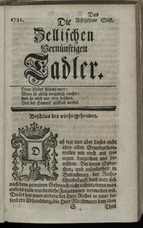 1741. Das Achtzehnte Stük.