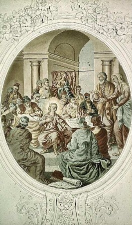 Deckenbild im Langhaus: Der 12-jährige Christus im Tempel