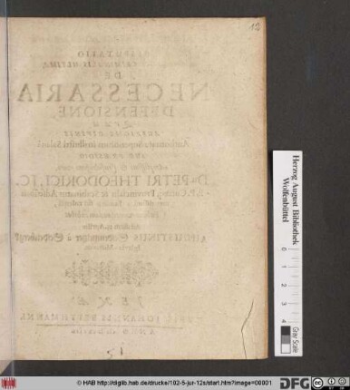 Disputatio Collegii Criminalis Ultima, De Necessaria Defensione