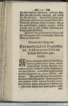 Vierzehende Nachricht. Von wunderbahren Begebenheiten, so sich an zweyen Orten mit Todten-Gebeinen zugetragen