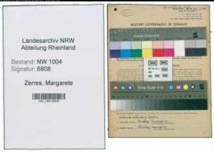 Entnazifizierung Margarete Zerres , geb. 19.07.1913 (Sekretaerin)