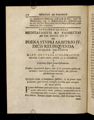 118-143, Spec. 581. De Poena stupri, arbitrio judicis ...