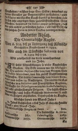 Anderter Absatz. Die Orientalischen Kayser.