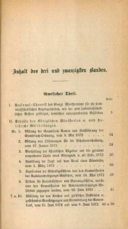 Inhalt des drei und zwanzigsten Bandes