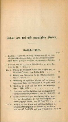 Inhalt des drei und zwanzigsten Bandes
