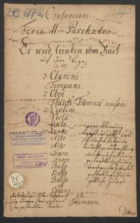 Er wird trinken vom Bach; V (9), orch, org; TWV 1:484