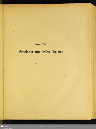 Erster Teil: Mittelalter und frühe Neuzeit
