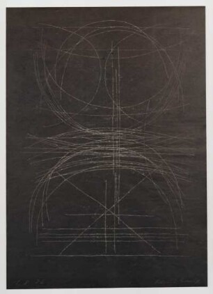 Dennhardt, Klaus: Einzelblatt aus der Mappe 3 - Drei Linien in ihrer Wandlung. Monotypie; 70 x 50 cm. 1.08.1986. Dresden: Leonhardi-Museum, Ausstellung Klaus Dennhardt - flußabwärts vom 9. Juli - 29. August 2004.