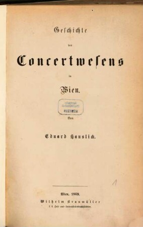 Geschichte des Concertwesens in Wien, 1