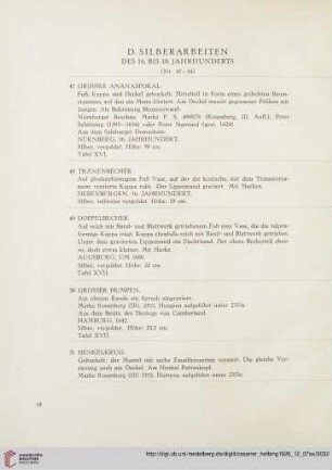 D. Silberarbeiten des 16. bis 18. Jahrhunderts (Nr. 47-54)