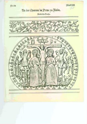 Recto: Fulda, Dom St. Salvator, Glocke Osanna, Relief (Kreuzigung)
