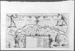 Karte der Magellanstraße - Buchseite aus de Bry, Amerika/India (?)