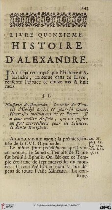 Livre quinzième: Histoire d’Alexandre