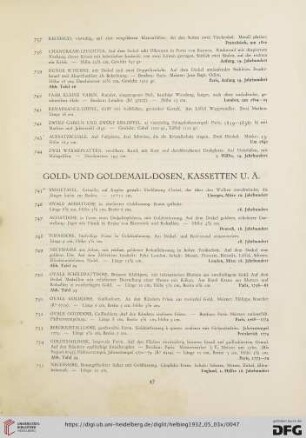 Gold- und Goldemail-Dosen, Kassetten (Nr. 745-774)