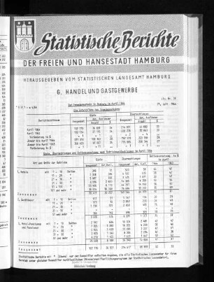 Der Fremdenverkehr in Hamburg im April 1964 : Lfd. Nr. 38