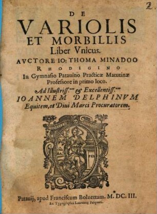 De variolis et morbillis Liber unicus