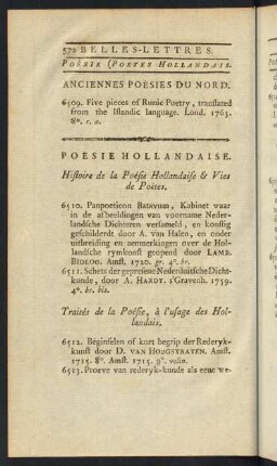 Poésie Hollandaise.
