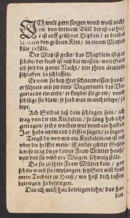 JCh wolt gern singen vnnd waiß nicht || wie/ von meinem Bule der ist nit hie/ ||