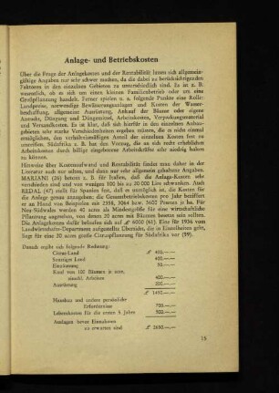 Anlage- und Betriebskosten