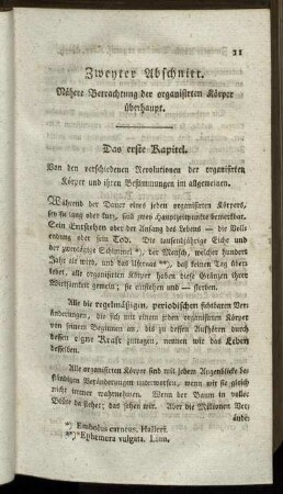 Zweyter Abschnitt. Nähere Betrachtung der organisirten Körper überhaupt.