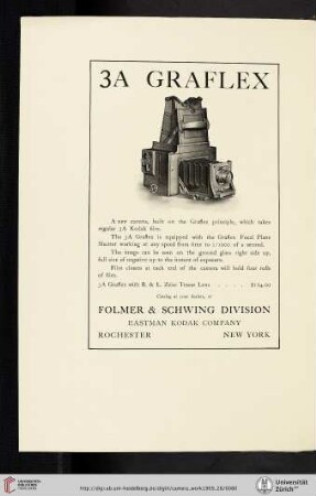Folmer & Schwing Division, Eastman Kodak Company [3A Graflex Camera]