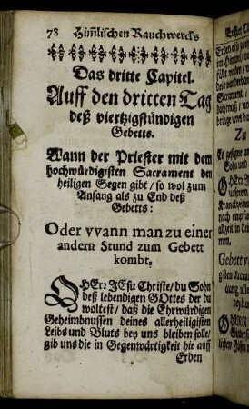 Das dritte Capitel. Auf den dritten Tag deß viertzigstündigen Gebetts.