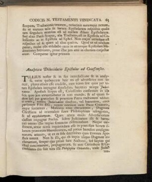 Analytica Dilucidatio Epistlae ad Colossenses.