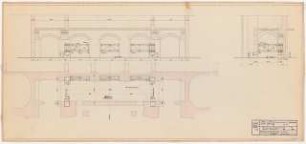 Preußischer Landtag, Berlin Umbau zum »Haus der Flieger«: Saal, Bühne (Tragwerk): Schnitte, Grundriss 1:50