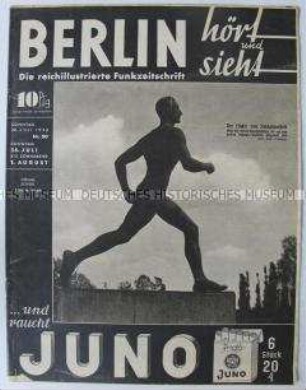 Illustrierte Programmzeitschrift für den Rundfunk "Berlin hört und sieht" u.a. mit einem Bericht zum Deutschen Rundfunk während der Olympischen Spiele