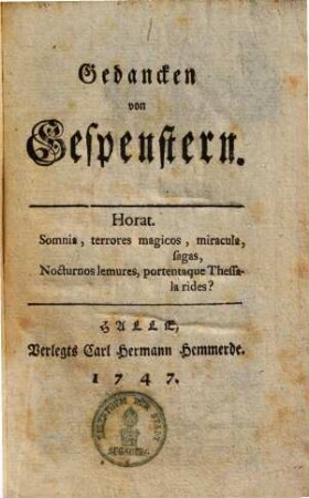 Gedancken von Gespenstern