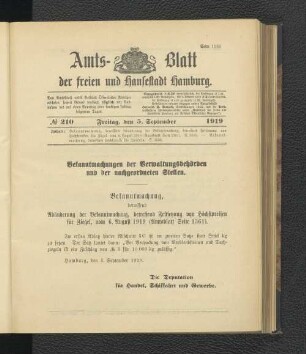 No.210, Freitag, den 5. September 1919