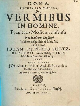 Disputatio Medica, De Vermibus In Homine