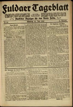 Ausgabe vom Mittwoch, den 21. Juli 1920.