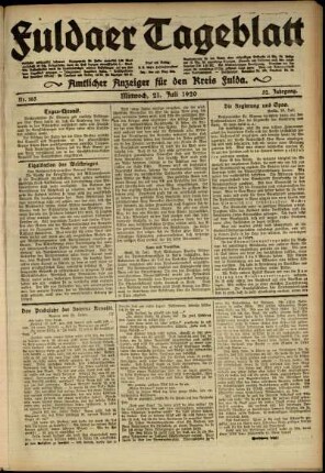 Ausgabe vom Mittwoch, den 21. Juli 1920.