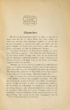 Die Blasen-Scheiden-Fisteln sowie Incontinentia urinae und ihre Behandlung : Nach langjährigen Beobachtungen. Mit 2 Figuren