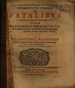 Commentatio iuridica de fatalibus