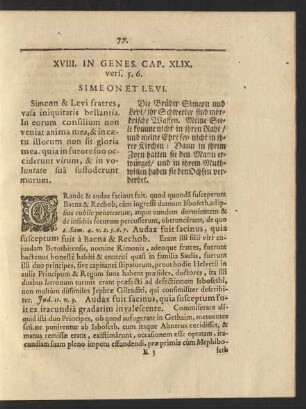 XVIII. In Genes. Cap. XLIX. vers. 5. 6. Simeon Et Levi.